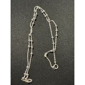 JCM 925 Silver Ball Bead Stationed Necklace 19 in Teal Pouch